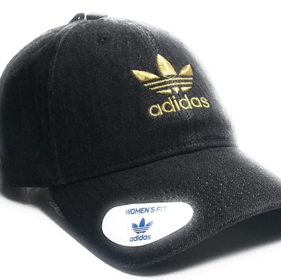 Adidas Women's Fit Hat Black Denim with Gold Logo - Picture 2 of 4